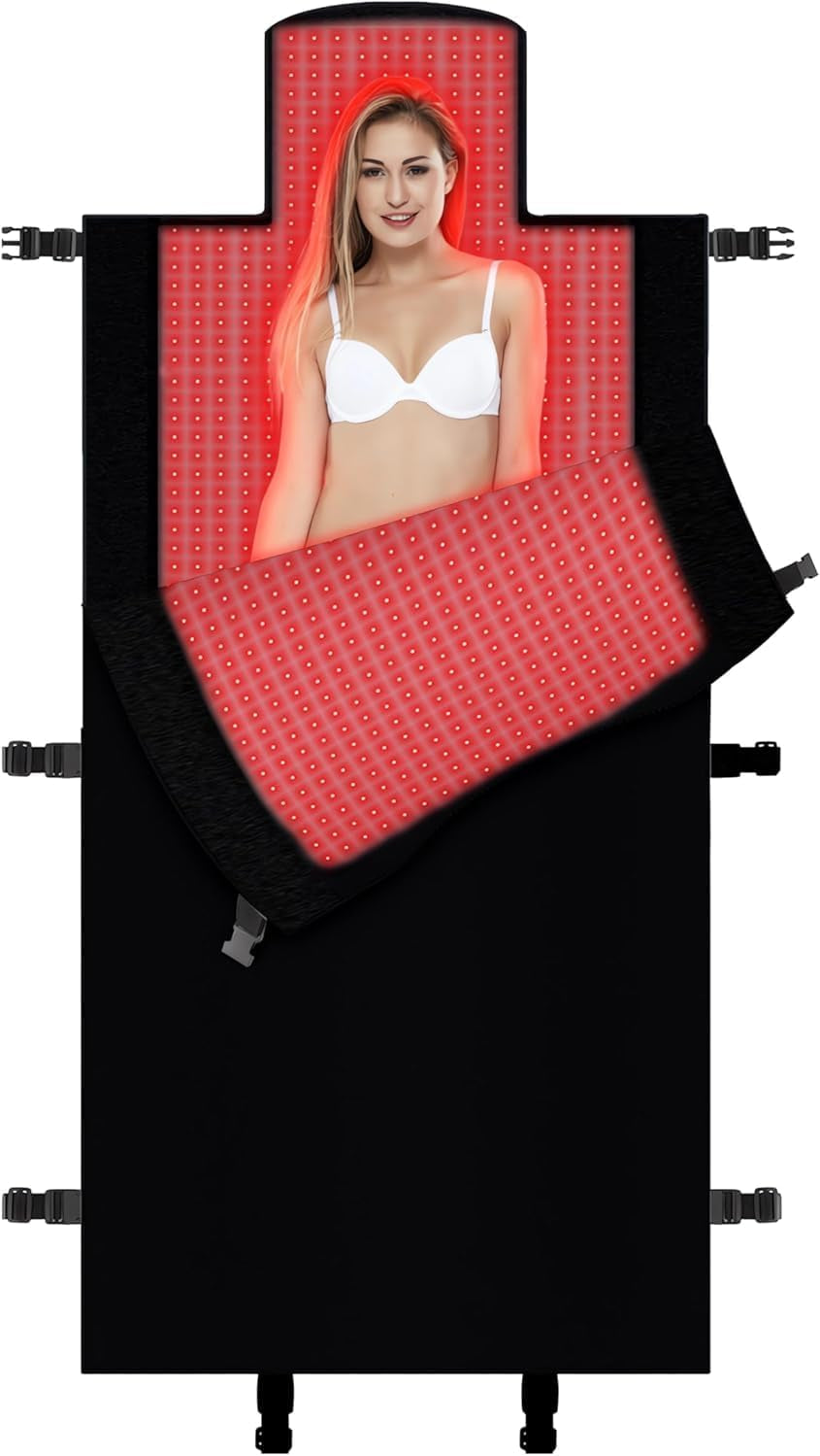 2025 New 3100Pcs Dual Wavelength LED Beads 660Nm&850Nm Red Light Therapy Mat Full Body Used to Relieve Pain 71''X 33''(Black)