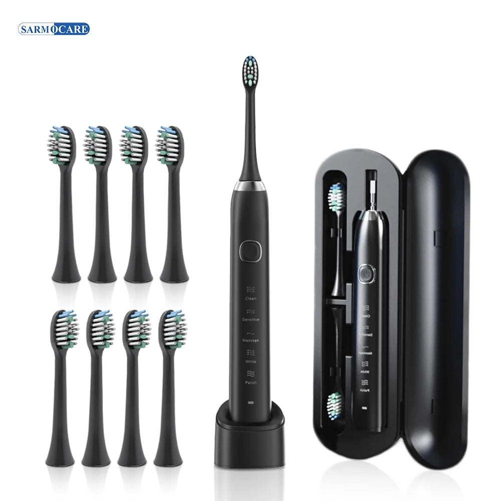 Smart Sonic Electric Toothbrush Ultrasound IPX7 Rechargeable Tooth Brush 5 Mode Smart Time Whitener Teethbrush S100