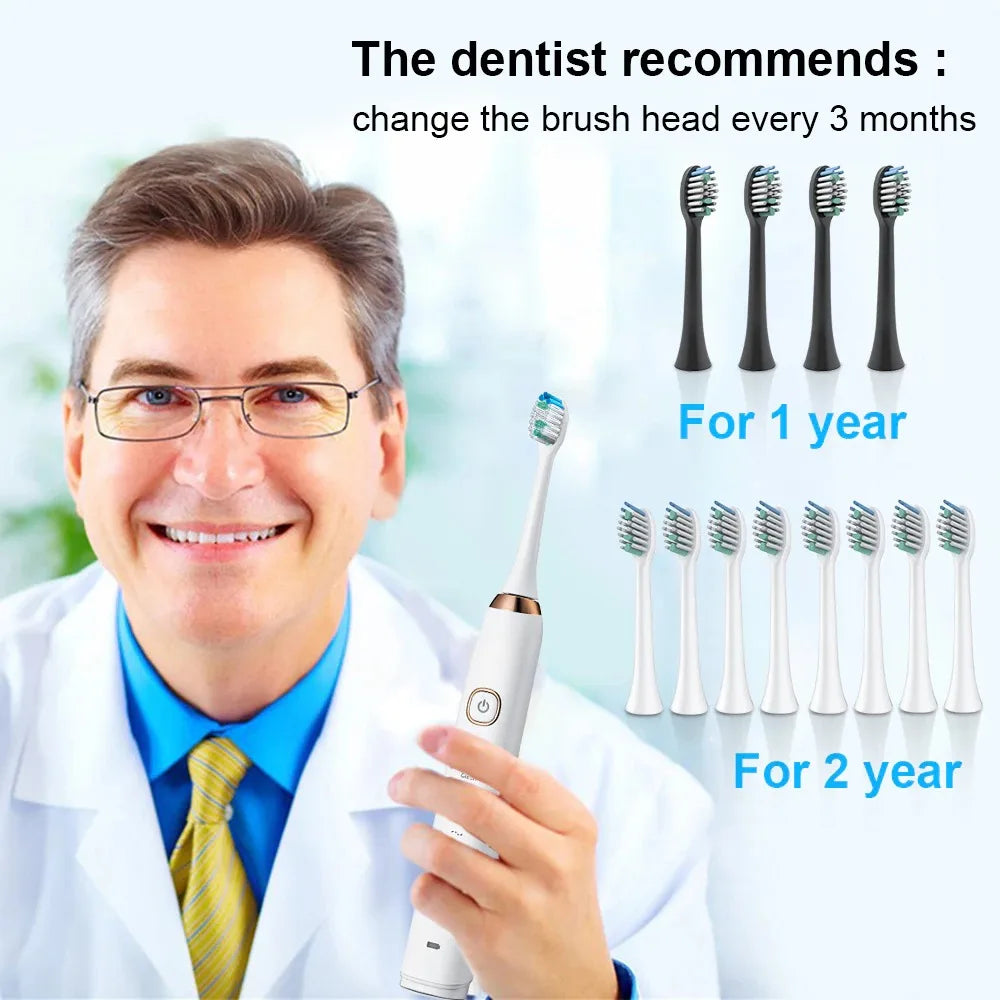 Smart Sonic Electric Toothbrush Ultrasound IPX7 Rechargeable Tooth Brush 5 Mode Smart Time Whitener Teethbrush S100