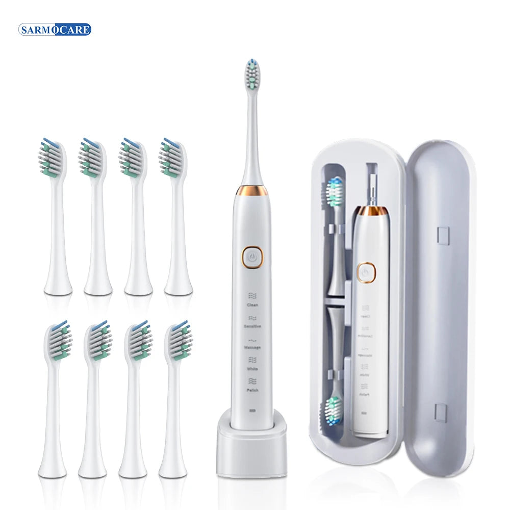 Smart Sonic Electric Toothbrush Ultrasound IPX7 Rechargeable Tooth Brush 5 Mode Smart Time Whitener Teethbrush S100