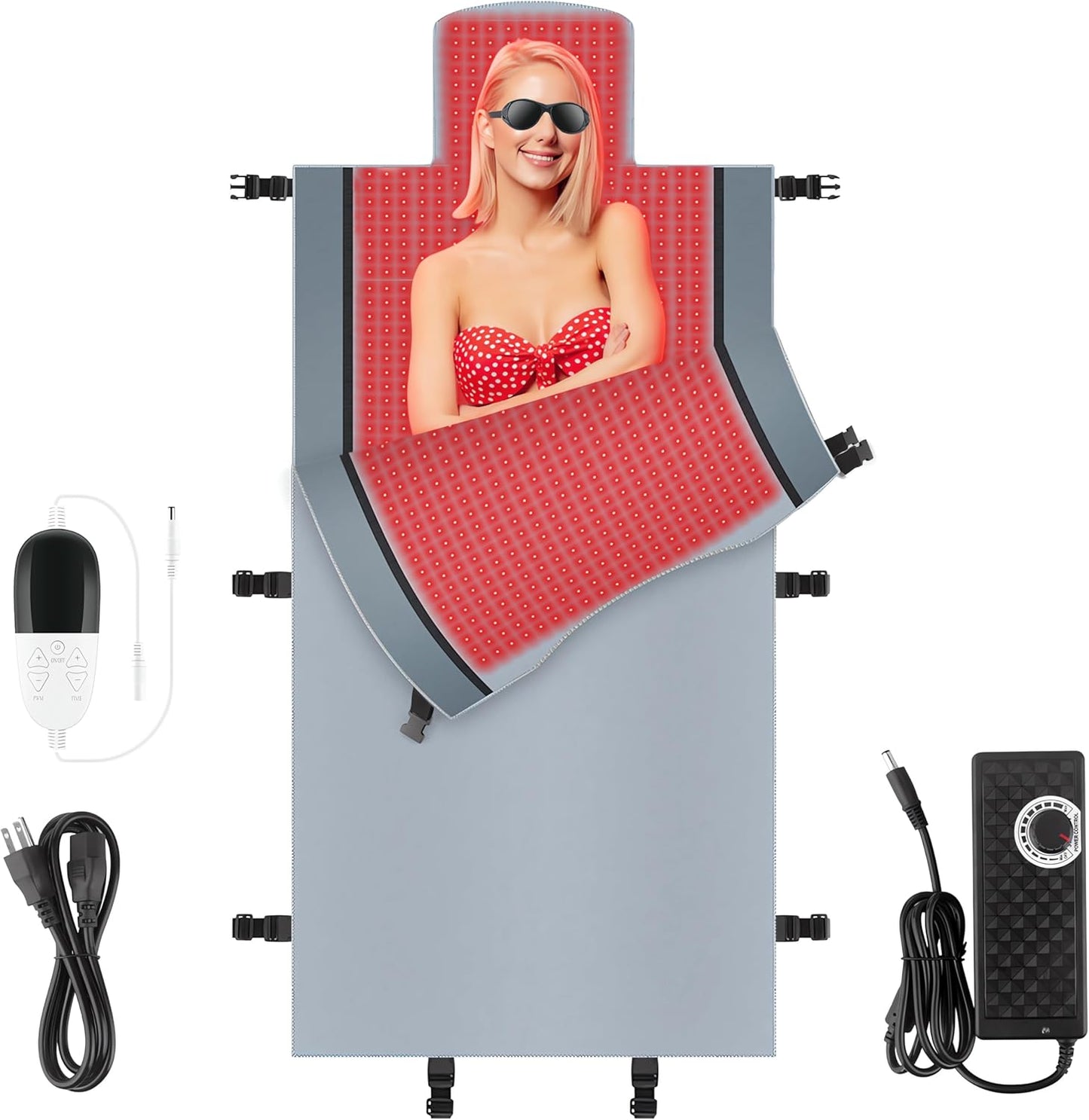 2025 New 3100Pcs Dual Wavelength LED Beads 660Nm&850Nm Red Light Therapy Mat Full Body Used to Relieve Pain 71''X 33''(Black)