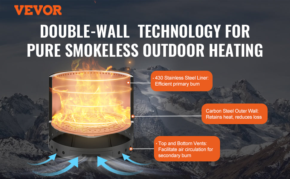 Portable Smokeless Wood-Burning Fire Pit