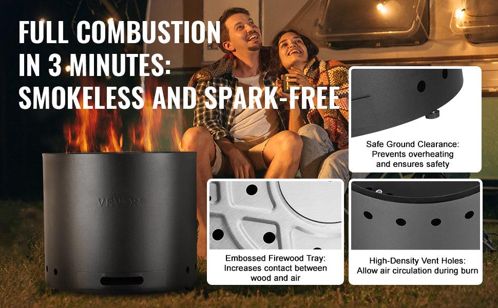Portable Smokeless Wood-Burning Fire Pit