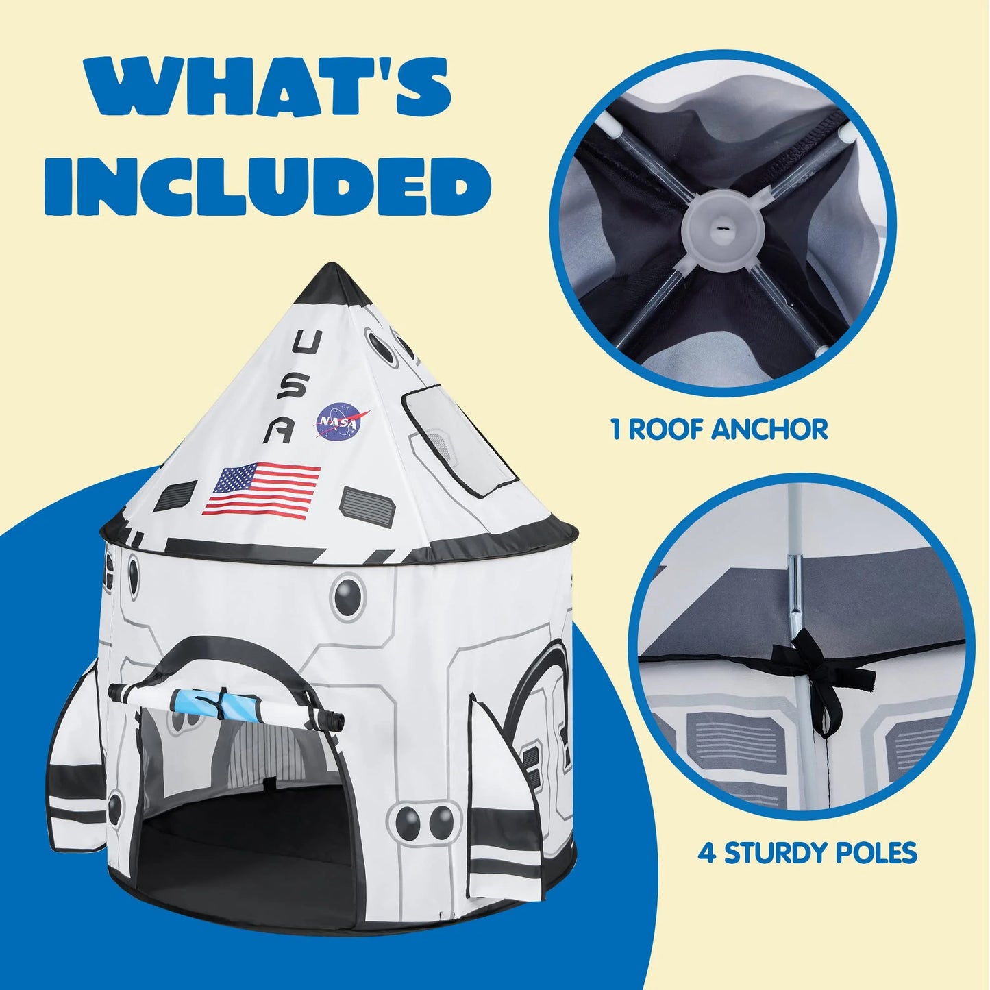 Rocket Ship Play Tent Pop up Play Tent Kids Indoor Outdoor Spaceship Playhouse Tent Set