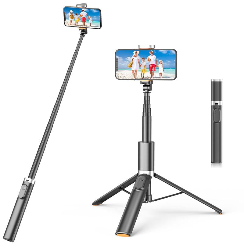 Portable Selfie Stick Tripod, 63" with Remote & Iphone Stand for Video Recording, Travel-Friendly Tripod for Iphone, Cell Phone Tripod Compatible with Iphone 15/14/13 Pro Max/Android