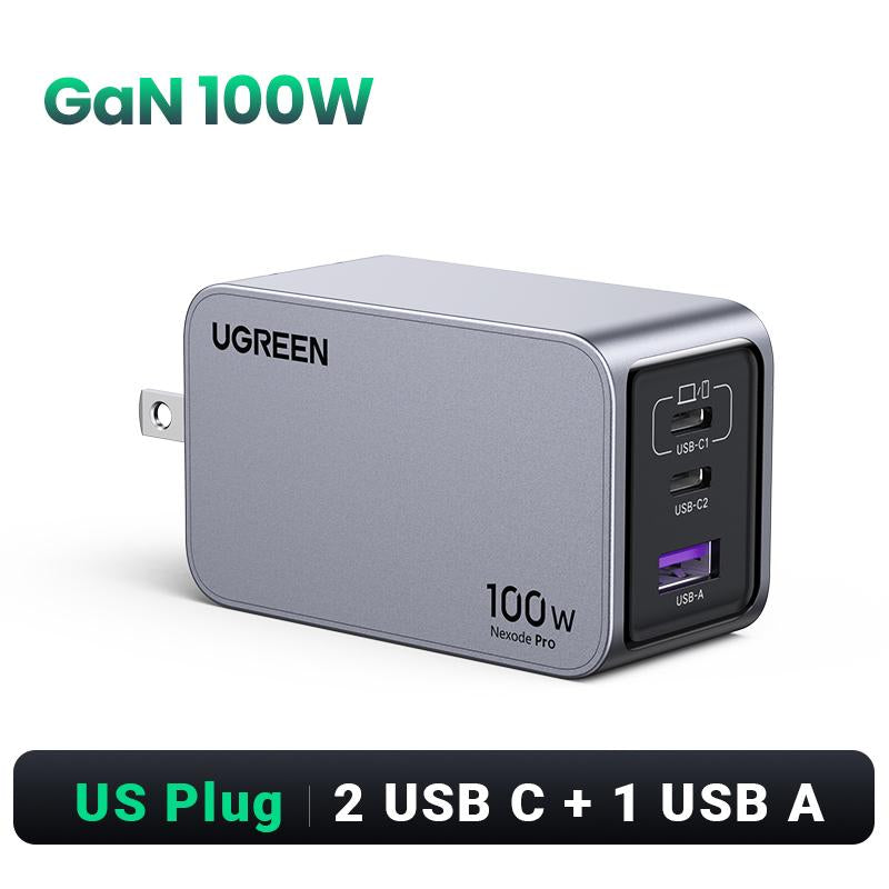 UGREEN Gan 100W 2 USB-C 1 USB-A Fast Charger Adapter for Laptop Tablet Cellphones Support SFC 2.0 SAMSUNG 45W Fast Charger