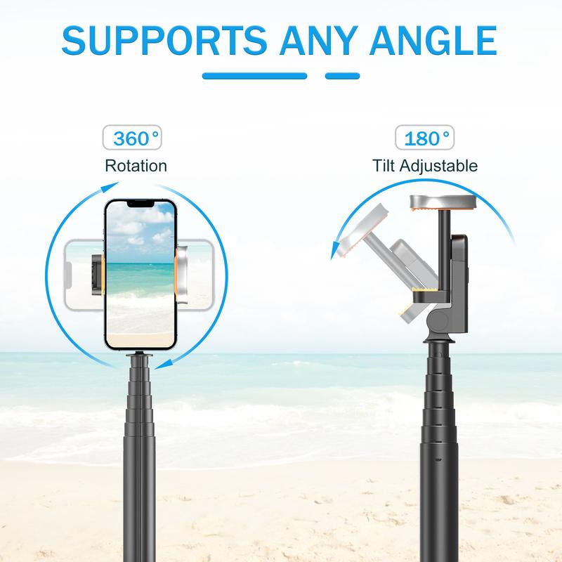 Portable Selfie Stick Tripod, 63" with Remote & Iphone Stand for Video Recording, Travel-Friendly Tripod for Iphone, Cell Phone Tripod Compatible with Iphone 15/14/13 Pro Max/Android