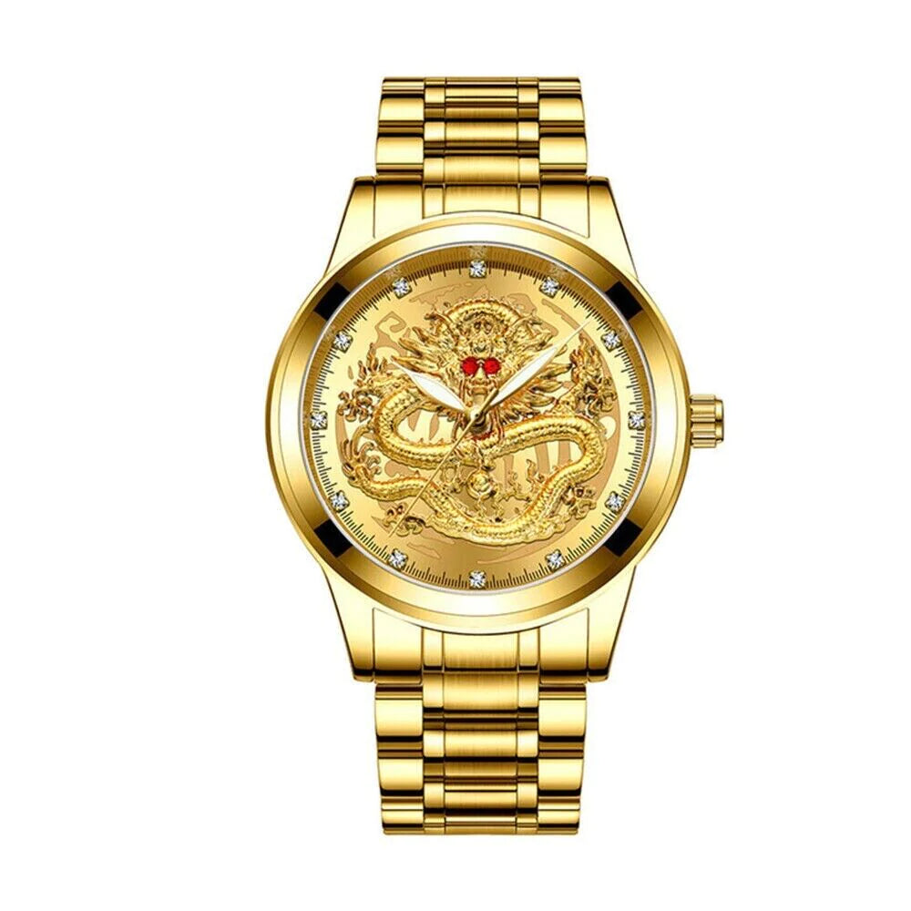 Business Gift Waterproof Gold Men'S Diamond Quartz Watch Classic Stainless Steel