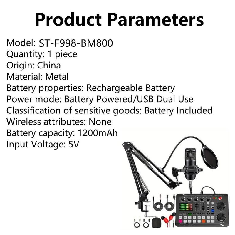 Podcast Equipment Bundle (1 Set), USB Rechargeable Podcast Microphone Set with Voice Changer, Microphone Recording Studio Condenser Set for Podcasting Live Streaming Singing