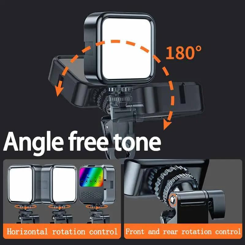 Portable Phone Selfie Stick Tripod with LED Fill Light & Microphone, 1 Set Battery Operated Angle Flexible Adjustable Selfie Stick with Phone Holder (Without Battery), Phone Tripod for Iphone with Mic