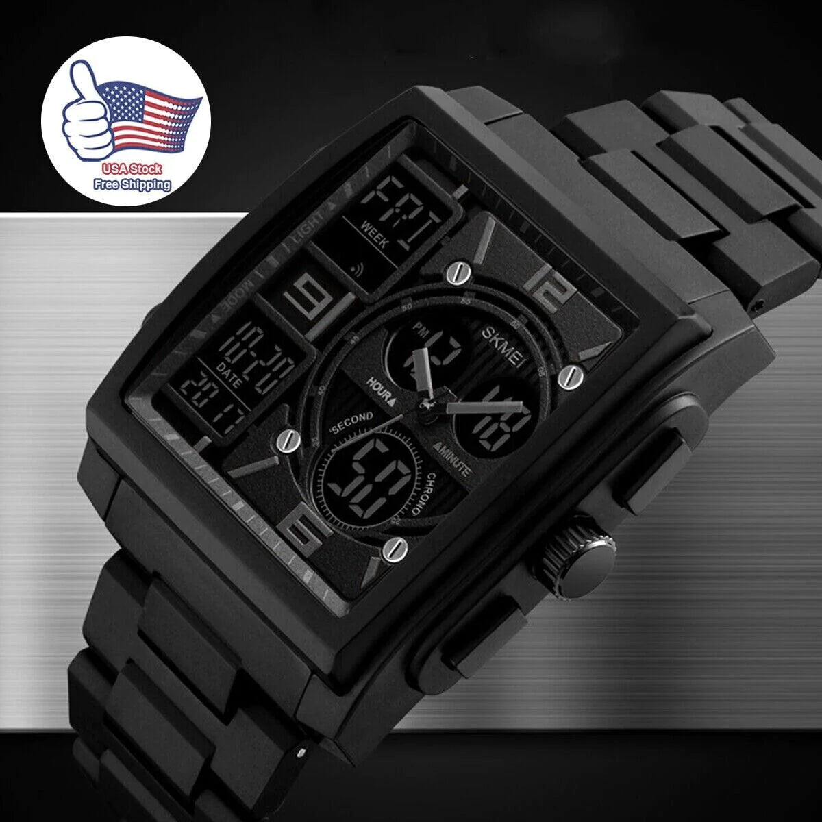 Chronograph Men'S Digital Army Military Sport Quartz Analog Waterproof Watch US