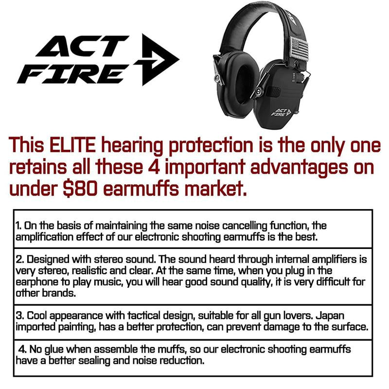 ACT FIRES Shooting Ear Protection Earmuff, Noise Reduction Ear Hearing Protection Hunting Shooting Earmuffs Electronic Ear Muffs for Shooting Range, Black Coyote Brown Army Green Auricular Esan Audio Headphone Good Headphones