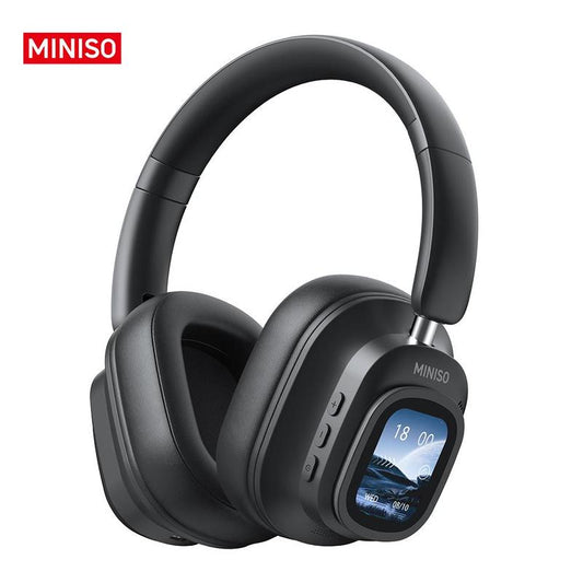 MINISO G90 Wireless Headphones with Built-In Microphone ANC Noise Cancellation Touch Screen Headset HIFI Stereo Full-Color Display Multifunctional Earbuds Foldable Gaming Headset for Phones,Computers, MP3