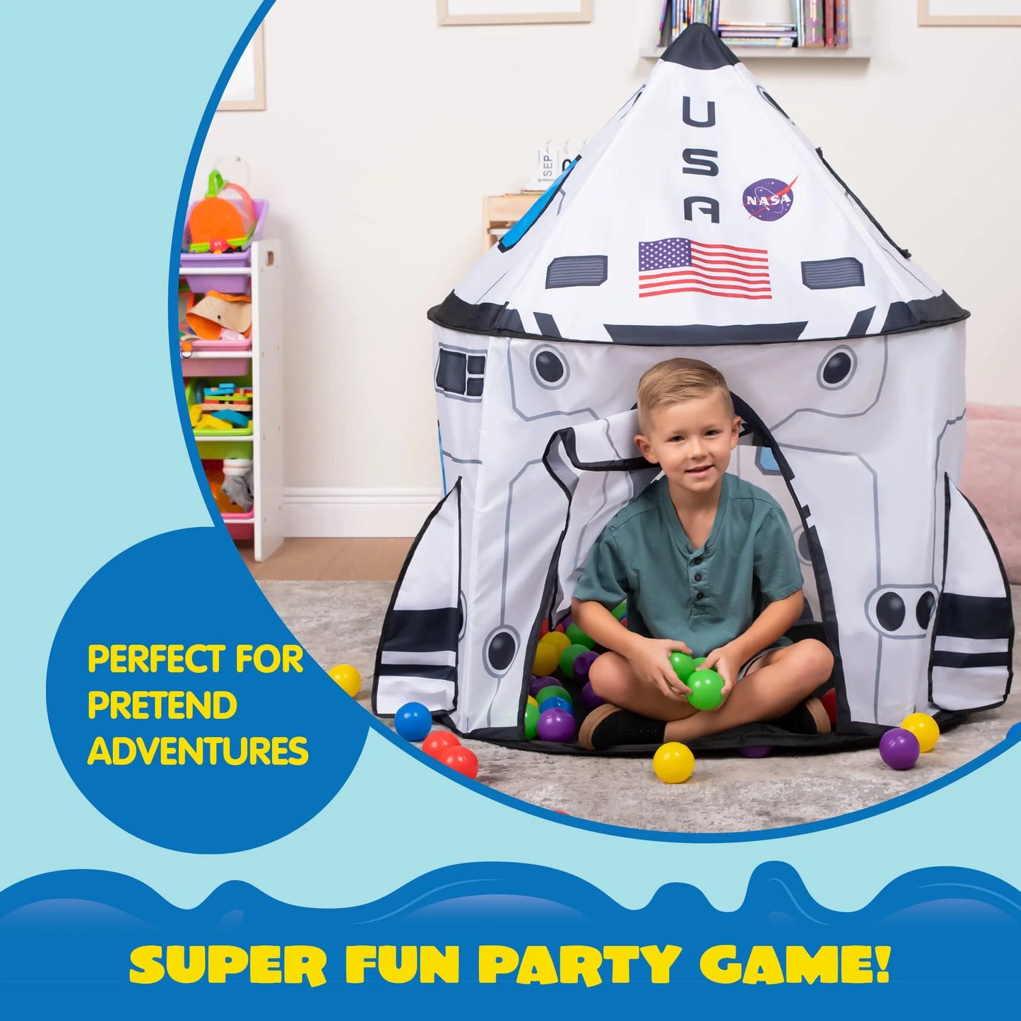 Rocket Ship Play Tent Pop up Play Tent Kids Indoor Outdoor Spaceship Playhouse Tent Set