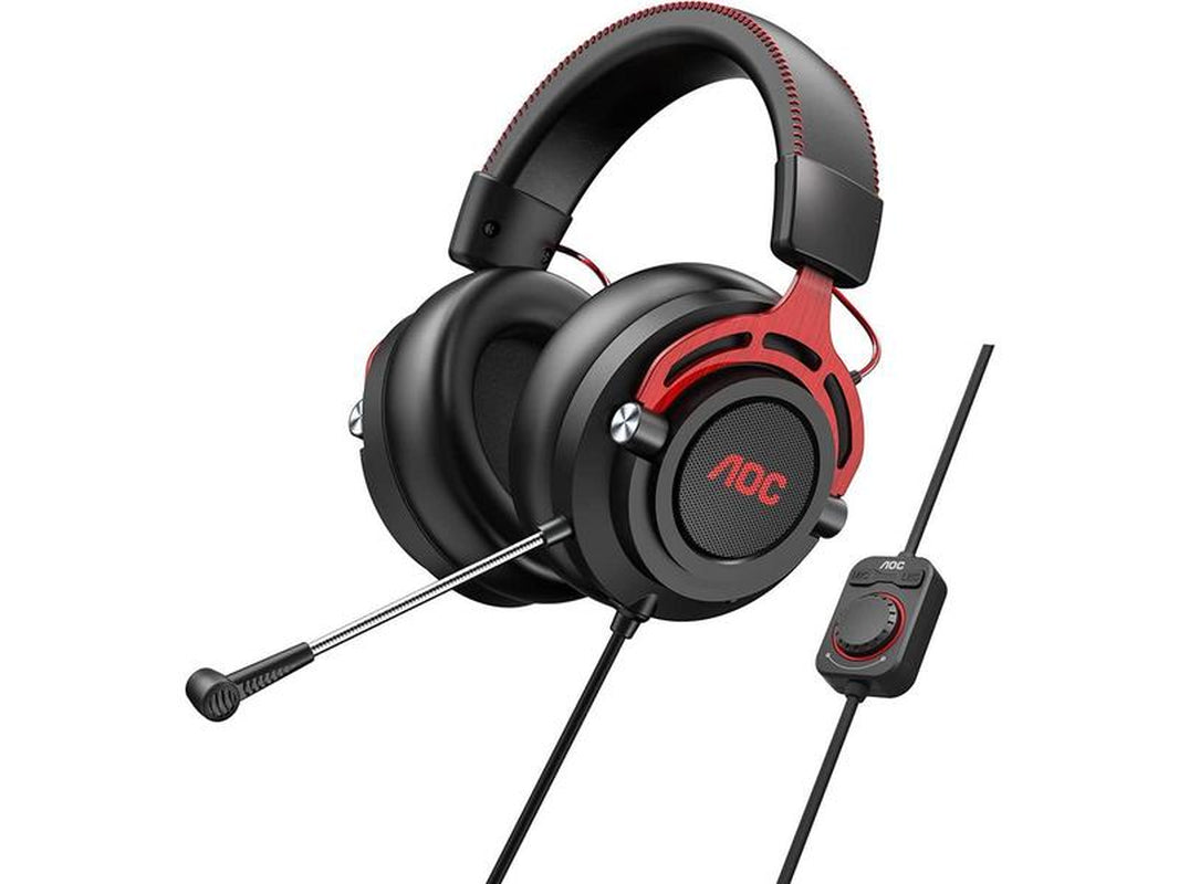 AOC GH300 USB Gaming Headset with RGB-LED Gaming Headset with Detachable Microphone, 50Mm Drivers and 7.1 Virtual Surround Stereo with Hi-Fi Audio