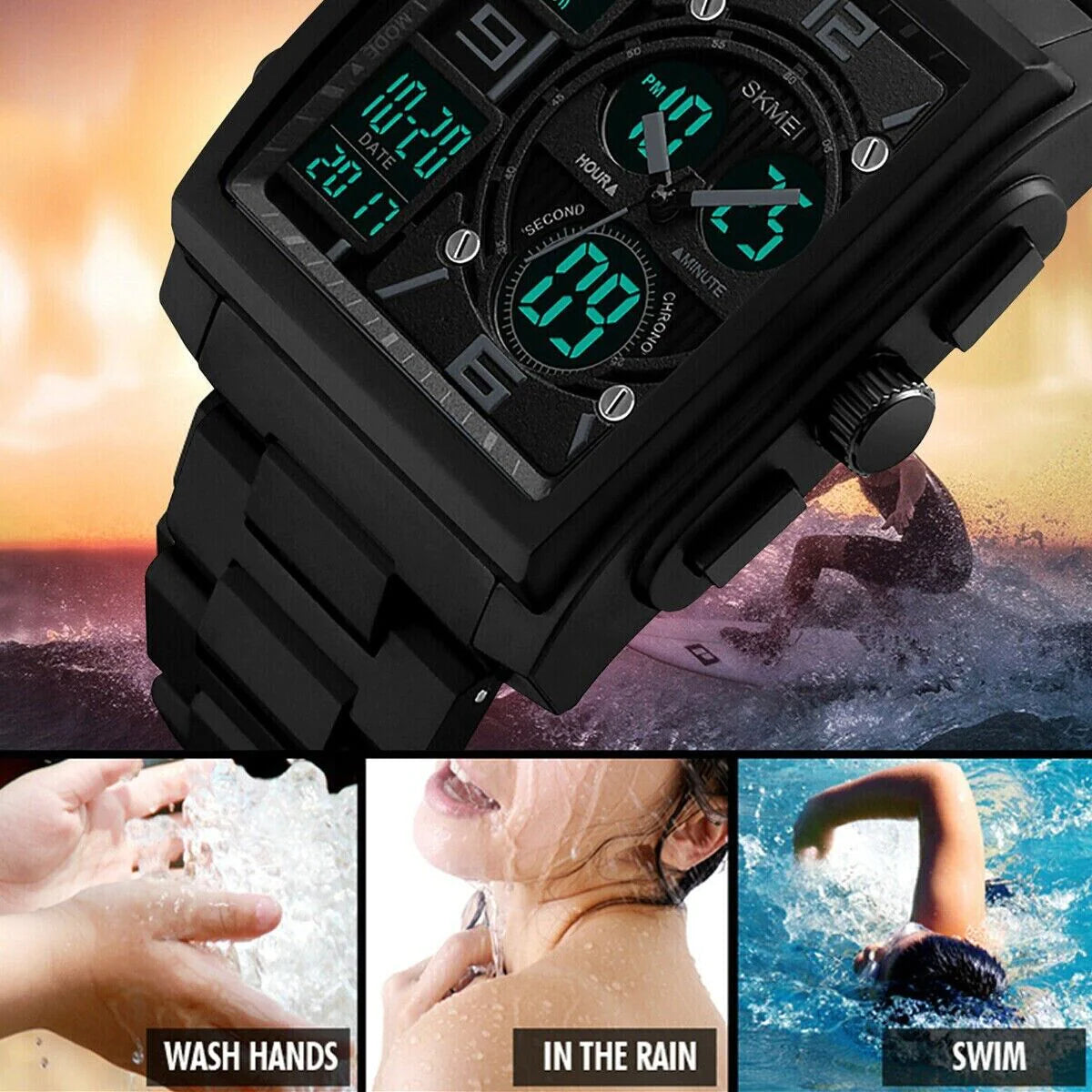 Chronograph Men'S Digital Army Military Sport Quartz Analog Waterproof Watch US