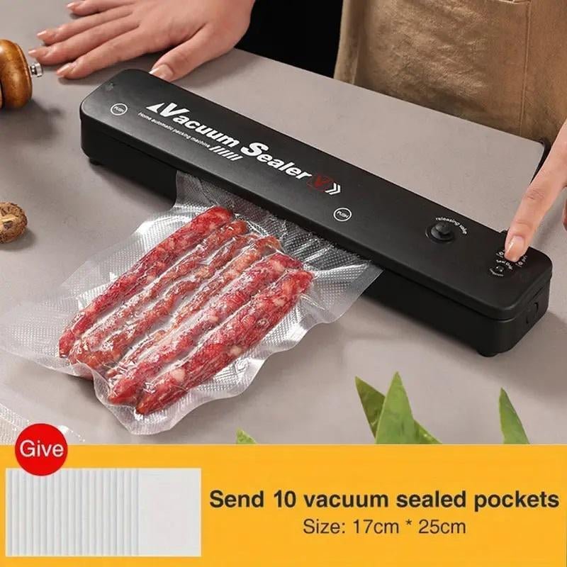 Portable Automatic Vacuum Sealing Machine, Real Air Compressor Pumping Machine with 10 Vacuum Bags, Compressed Air Food Packaging Machine