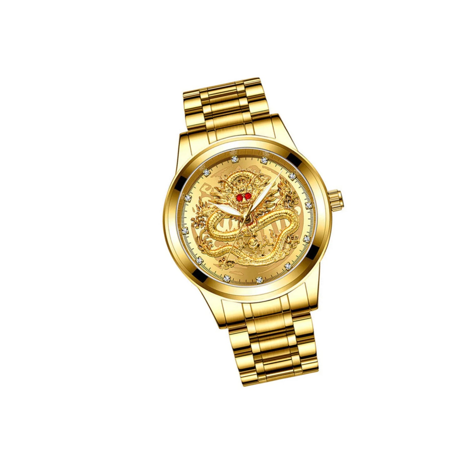 Business Gift Waterproof Gold Men'S Diamond Quartz Watch Classic Stainless Steel