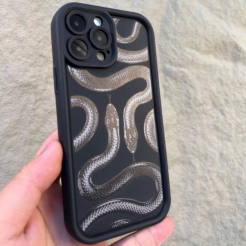 Snake Pattern Phone Case with Camera Lens Protector, Decorative Phone Protective Cover, Phone Accessory Compatible with Iphone 7 8 X 11 12 13 14 15 plus 15 Pro Max, Summer Gift