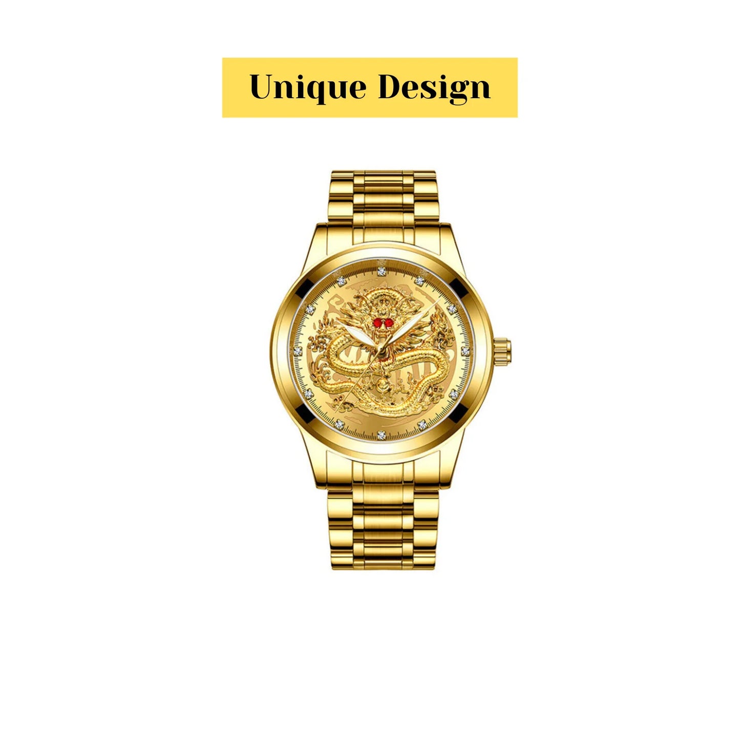 Business Gift Waterproof Gold Men'S Diamond Quartz Watch Classic Stainless Steel