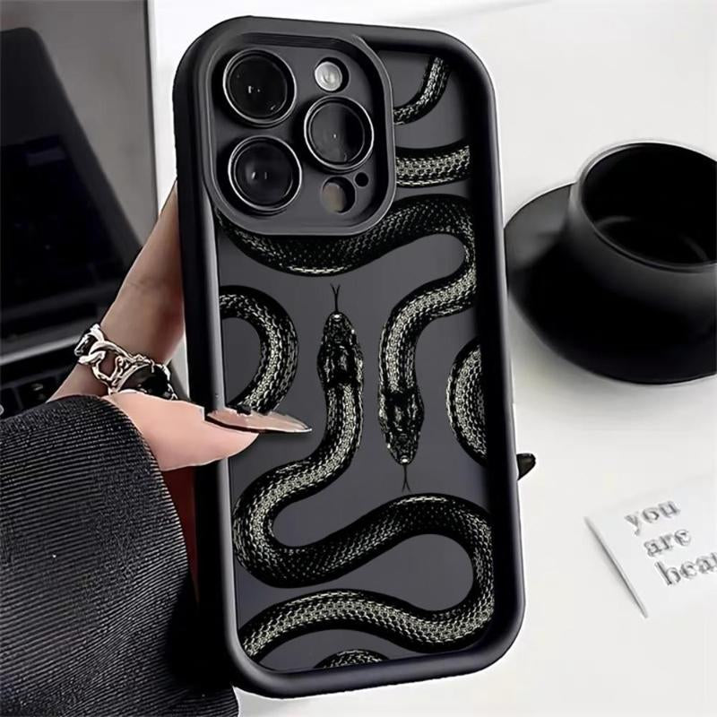 Snake Pattern Phone Case with Camera Lens Protector, Decorative Phone Protective Cover, Phone Accessory Compatible with Iphone 7 8 X 11 12 13 14 15 plus 15 Pro Max, Summer Gift