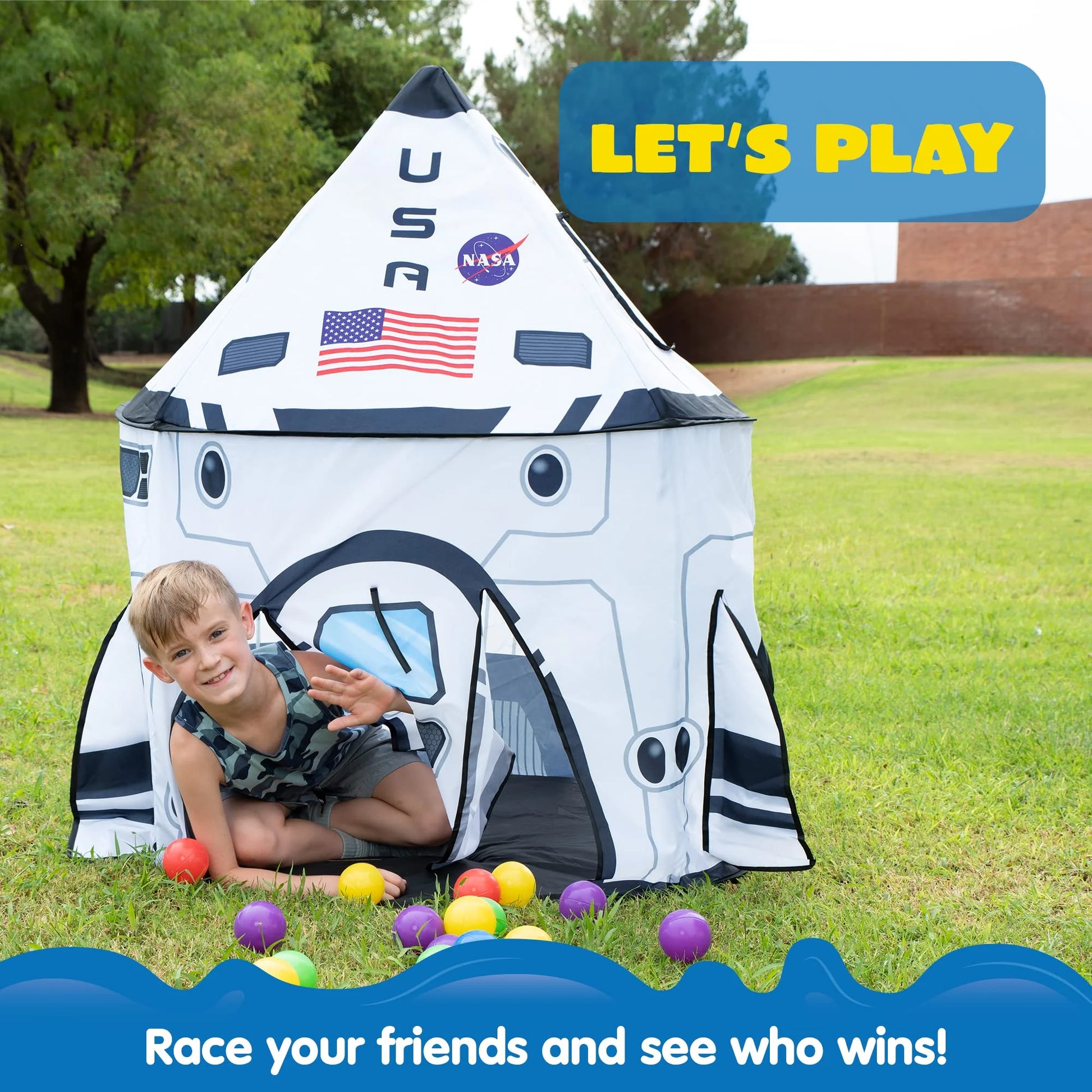 Rocket Ship Play Tent Pop up Play Tent Kids Indoor Outdoor Spaceship Playhouse Tent Set