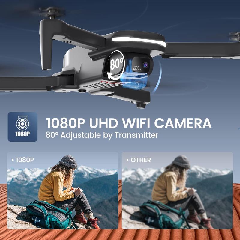 1080P HD Foldable Drone | Adjustable Camera, Long Flight Time, Smart Features