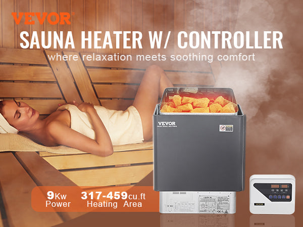 VEVOR 9kW Sauna Heater with External Controller - Fast Heating, Residential & Commercial Use